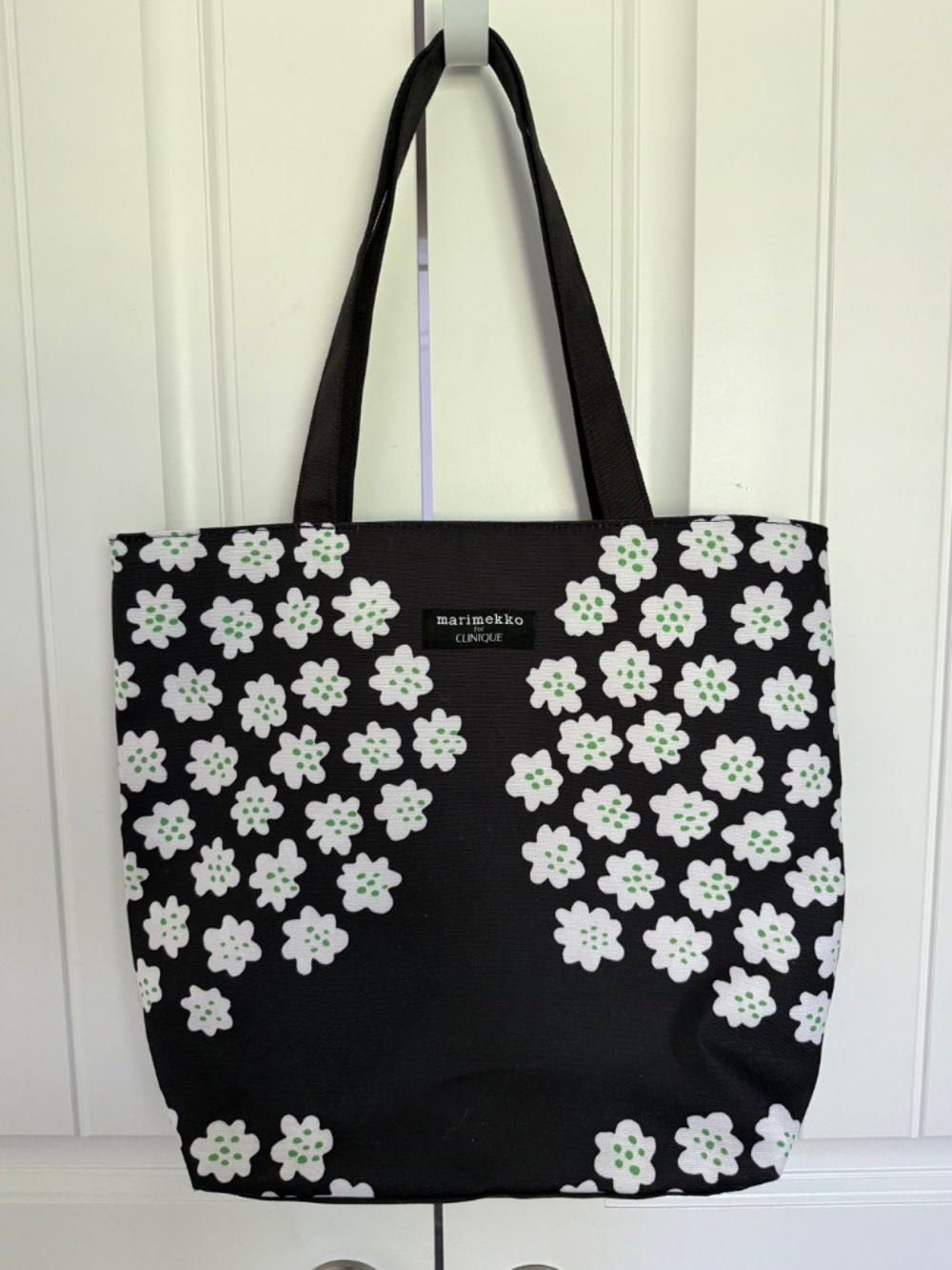 Marimekko for Clinique Black Floral Large Shoulder Tote Bag EUC